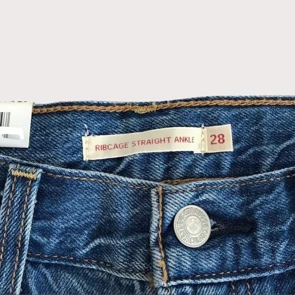 New! Levi's Ribcage Straight Leg Ankle High Waist Ripped Distressed Jeans - Picture 12 of 15
